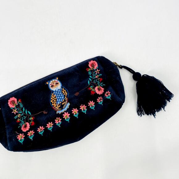 Anthropologie Handbags - Anthropologie blue velvet zip pouch